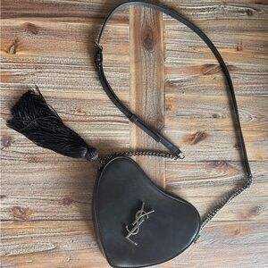 YSL Unique and Rare Saint Laurent Black Heart Crossbody